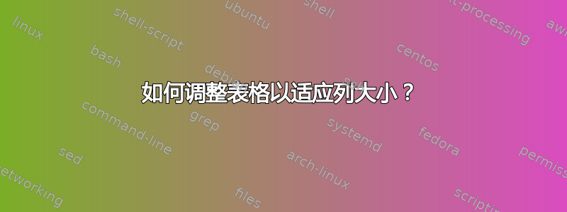 如何调整表格以适应列大小？