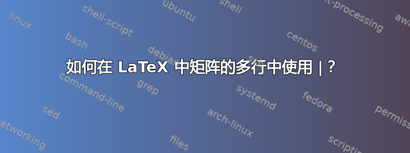 如何在 LaTeX 中矩阵的多行中使用 |？