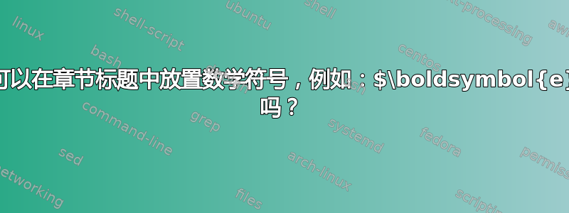 我可以在章节标题中放置数学符号，例如：$\boldsymbol{e}$ 吗？