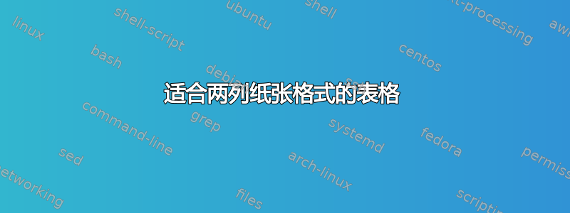 适合两列纸张格式的表格