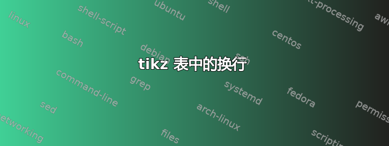 tikz 表中的换行