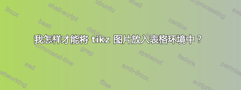 我怎样才能将 tikz 图片放入表格环境中？