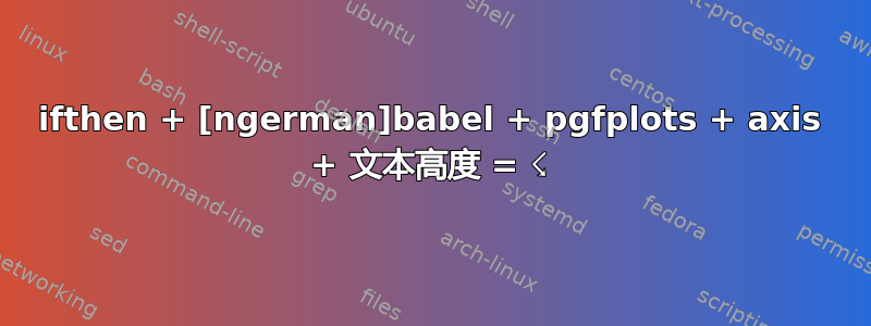 ifthen + [ngerman]babel + pgfplots + axis + 文本高度 = ☇