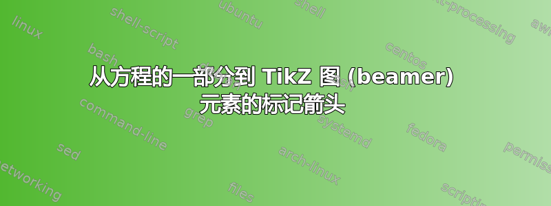 从方程的一部分到 TikZ 图 (beamer) 元素的标记箭头