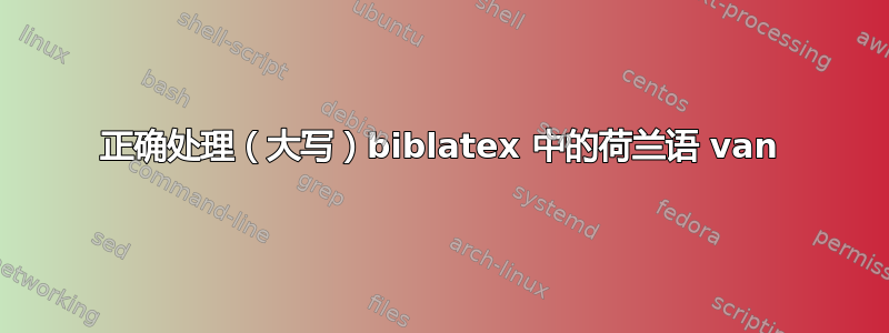 正确处理（大写）biblatex 中的荷兰语 van