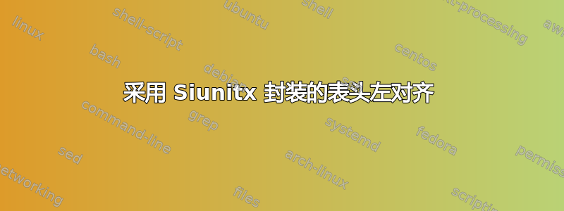 采用 Siunitx 封装的表头左对齐