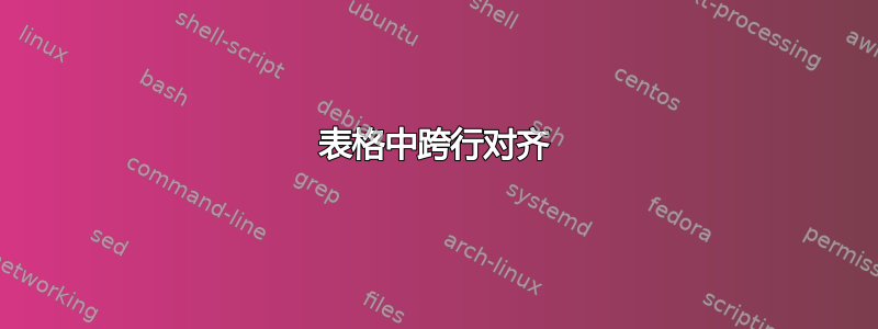 表格中跨行对齐