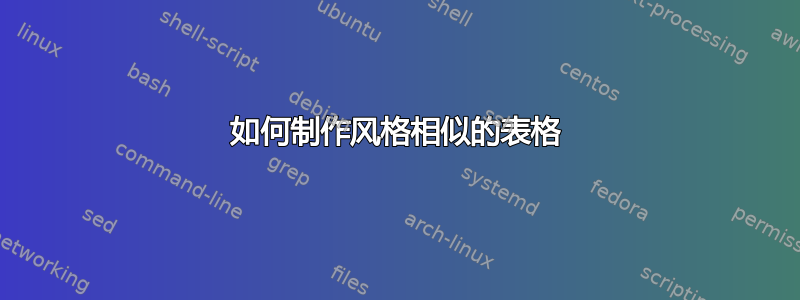 如何制作风格相似的表格