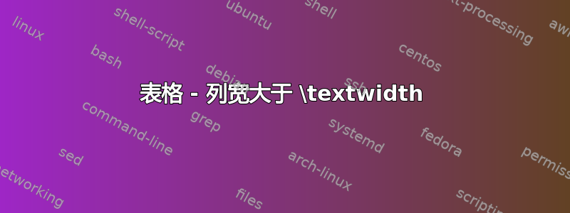 表格 - 列宽大于 \textwidth