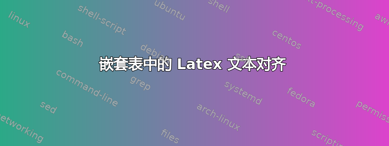 嵌套表中的 Latex 文本对齐