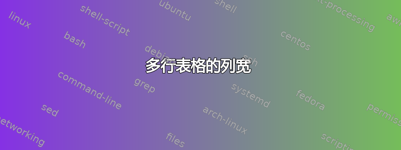 多行表格的列宽