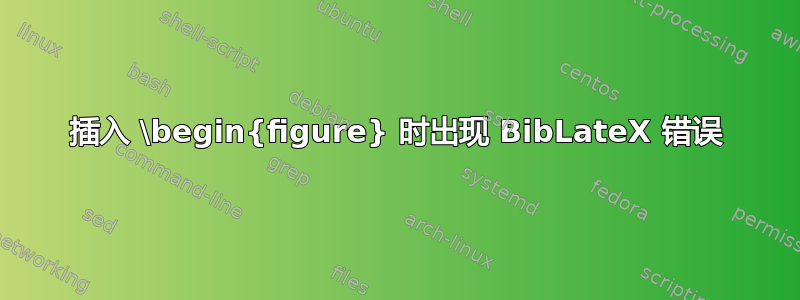 插入 \begin{figure} 时出现 BibLateX 错误