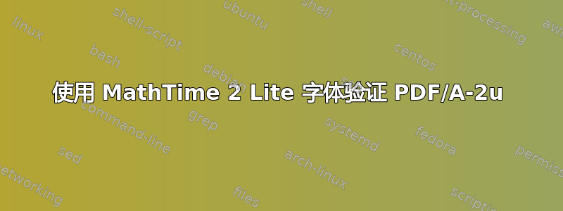 使用 MathTime 2 Lite 字体验证 PDF/A-2u