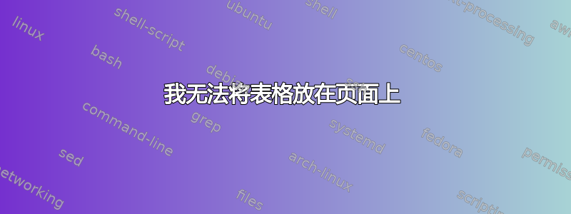 我无法将表格放在页面上