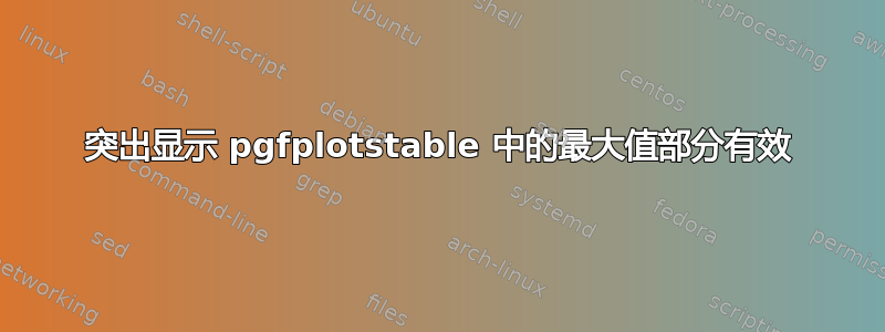 突出显示 pgfplotstable 中的最大值部分有效