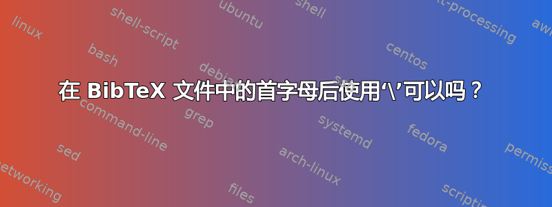 在 BibTeX 文件中的首字母后使用‘\’可以吗？