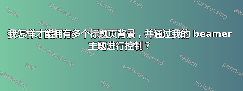 我怎样才能拥有多个标题页背景，并通过我的 beamer 主题进行控制？