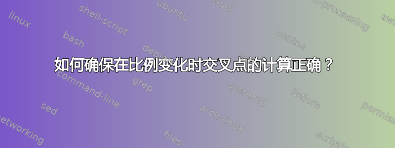 如何确保在比例变化时交叉点的计算正确？