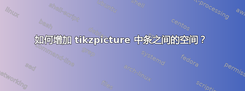 如何增加 tikzpicture 中条之间的空间？