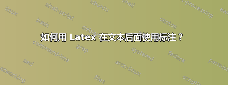 如何用 Latex 在文本后面使用标注？