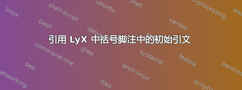 引用 LyX 中括号脚注中的初始引文