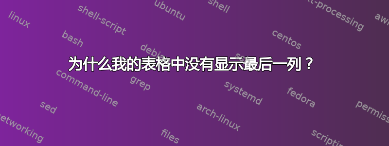 为什么我的表格中没有显示最后一列？