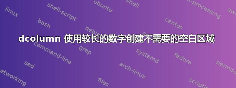 dcolumn 使用较长的数字创建不需要的空白区域