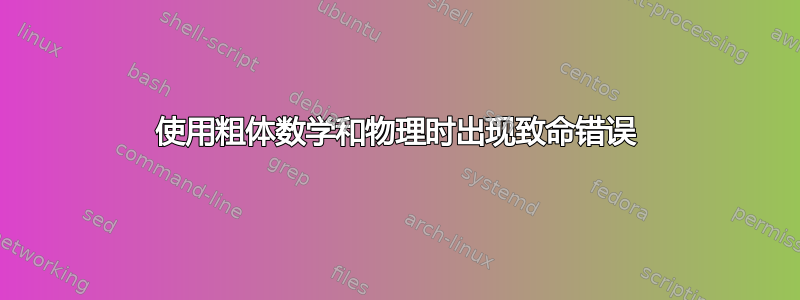 使用粗体数学和物理时出现致命错误