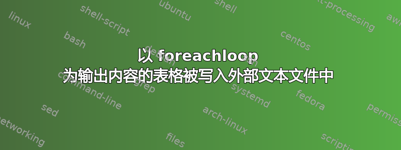 以 foreachloop 为输出内容的表格被写入外部文本文件中