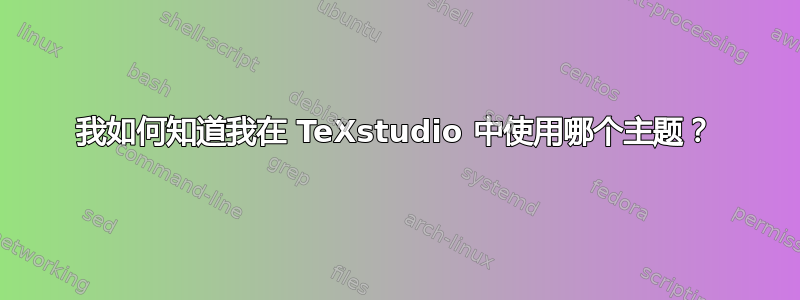 我如何知道我在 TeXstudio 中使用哪个主题？