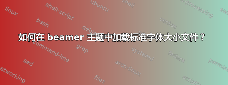 如何在 beamer 主题中加载标准字体大小文件？