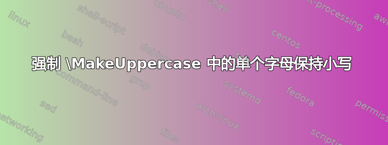 强制 \MakeUppercase 中的单个字母保持小写