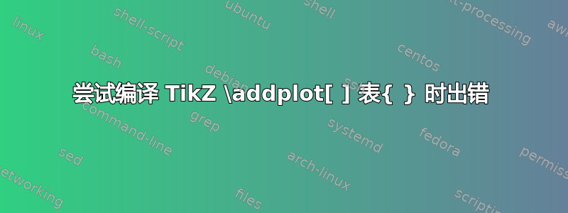 尝试编译 TikZ \addplot[ ] 表{ } 时出错