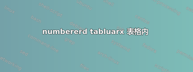 numbererd tabluarx 表格内