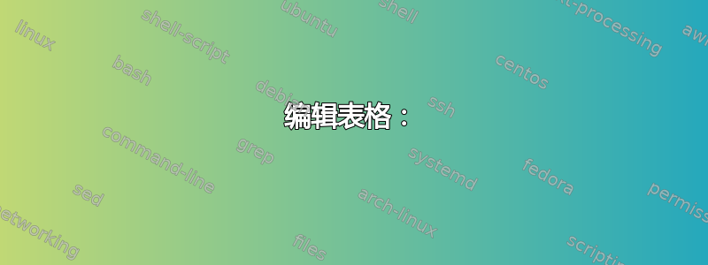 编辑表格：