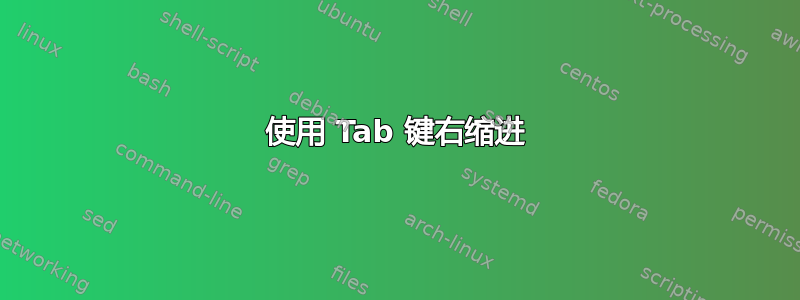 使用 Tab 键右缩进