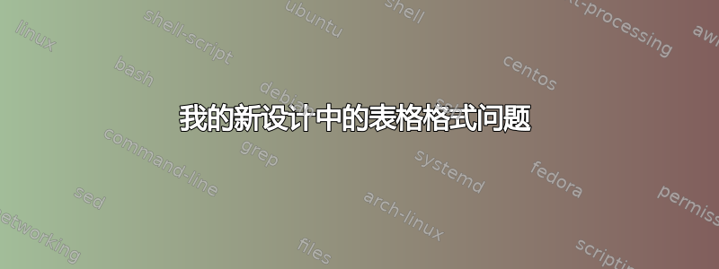 我的新设计中的表格格式问题