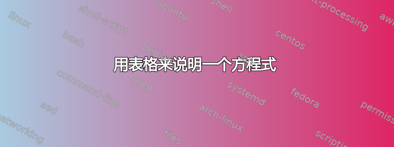 用表格来说明一个方程式