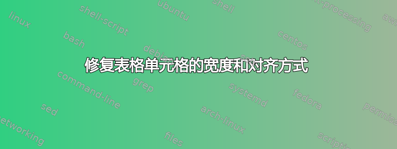 修复表格单元格的宽度和对齐方式