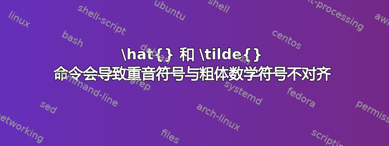 \hat{} 和 \tilde{} 命令会导致重音符号与粗体数学符号不对齐