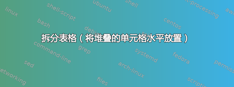 拆分表格（将堆叠的单元格水平放置）