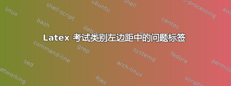 Latex 考试类别左边距中的问题标签