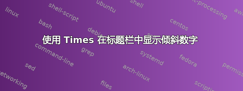 使用 Times 在标题栏中显示倾斜数字