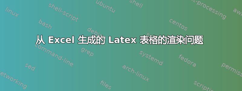 从 Excel 生成的 Latex 表格的渲染问题