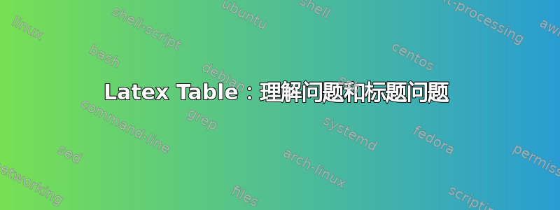 Latex Table：理解问题和标题问题