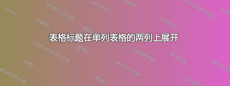 表格标题在单列表格的两列上展开