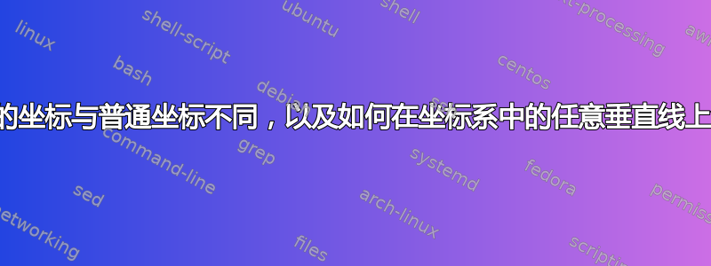 为什么节点的坐标与普通坐标不同，以及如何在坐标系中的任意垂直线上添加刻度？