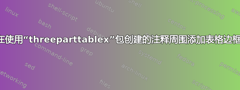 在使用“threeparttablex”包创建的注释周围添加表格边框