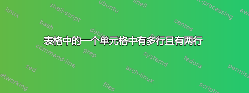 表格中的一个单元格中有多行且有两行