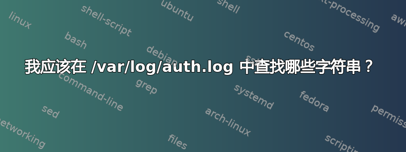 我应该在 /var/log/auth.log 中查找哪些字符串？